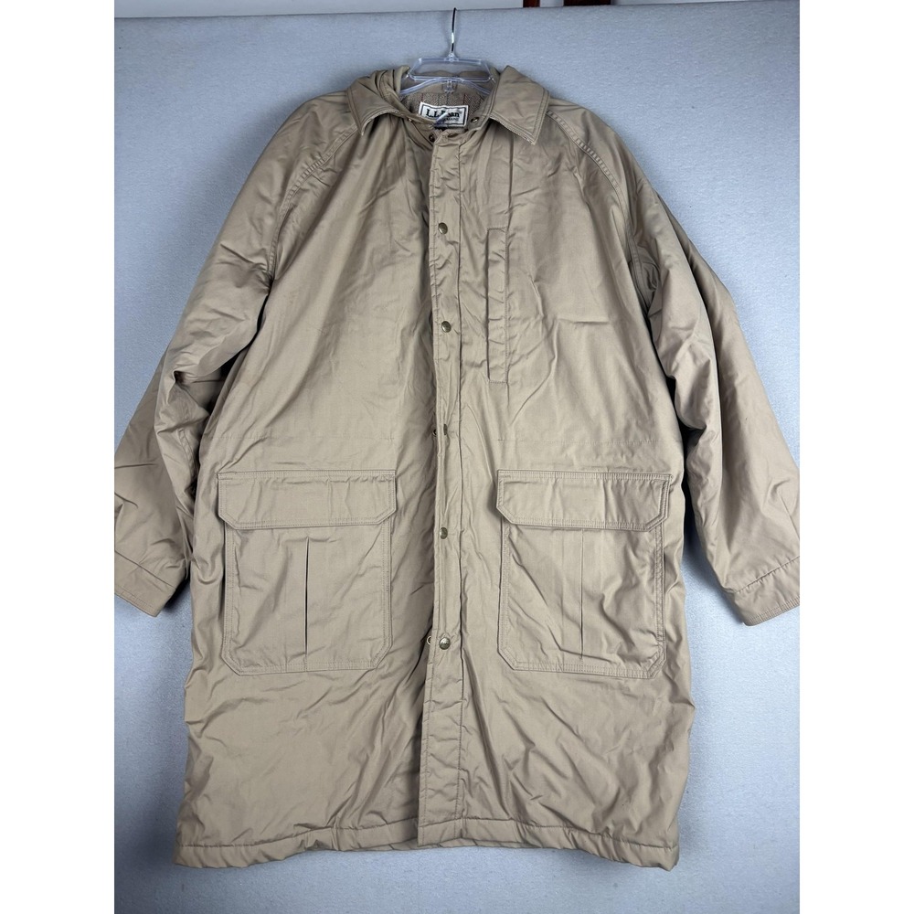 Vintage LL Bean Coat Mens Large Beige Wool Lined Long Thinsulate Parka USA